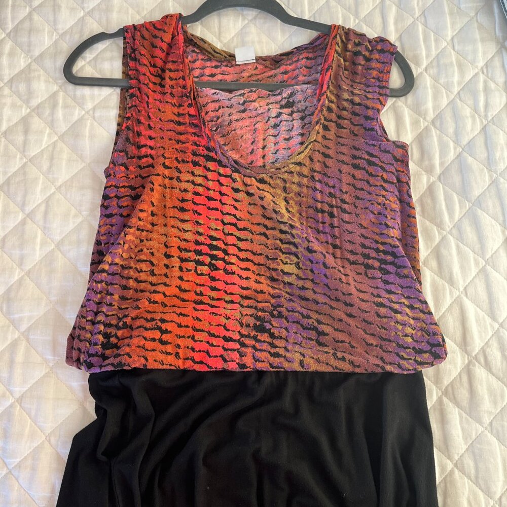 Three Dots Jersey Dress (Multi-color w/ Black Skirt) - Picture 3 of 5